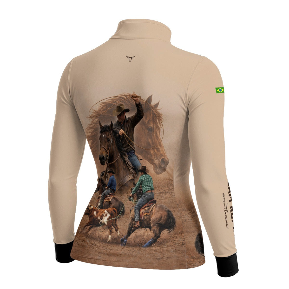 Camisa Agro Feminina BRK Laço em Dupla Cowboy  com Proteção Solar UV50+ Bege