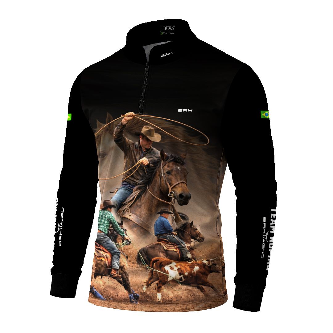 Camisa Agro BRK Laço em Dupla Cowboy com Proteção Solar UV50+ Preta