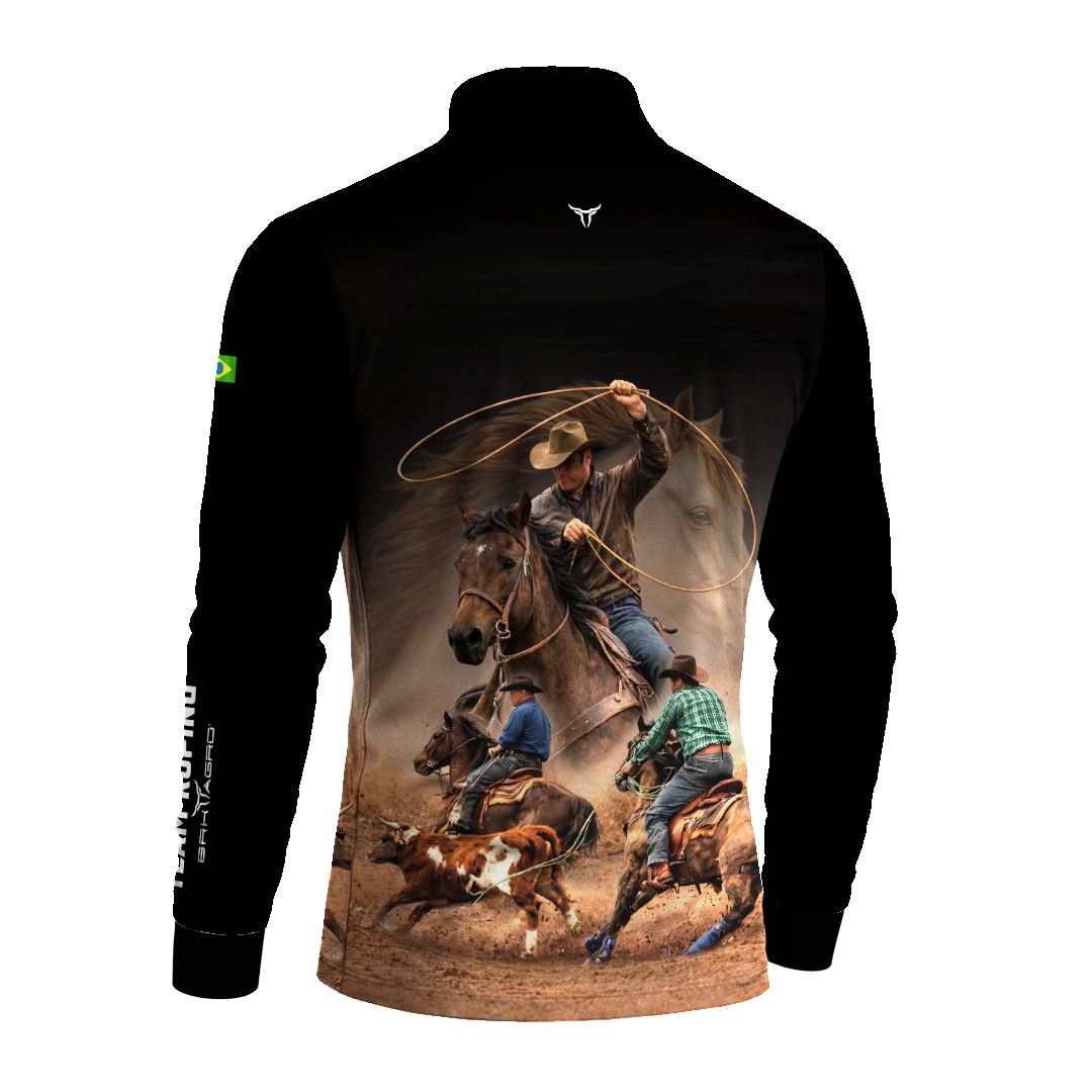 Camisa Agro BRK Laço em Dupla Cowboy com Proteção Solar UV50+ Preta