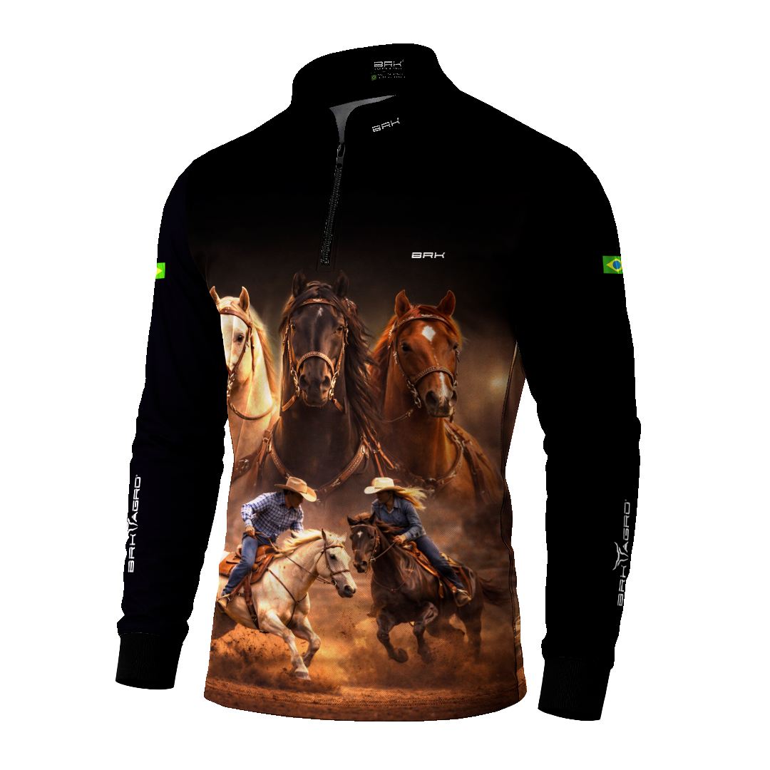 Camisa Agro BRK Tropa de Laço Preta com Proteção Solar UV50+