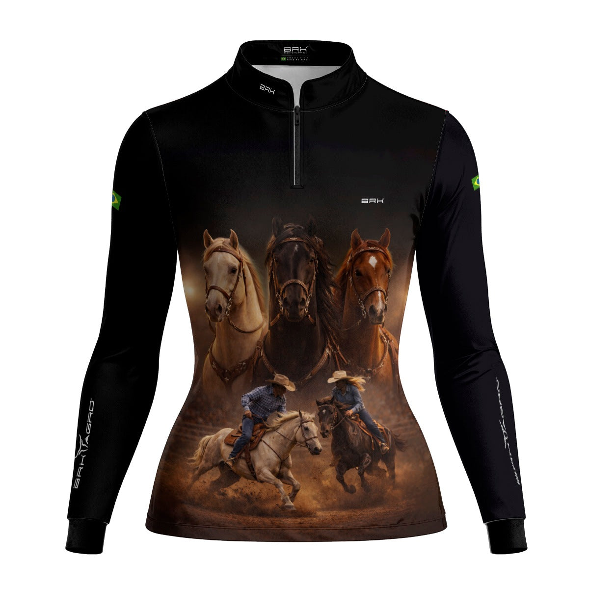 Camisa Agro Feminina BRK Tropa de Laço Preta com Proteção Solar UV50+