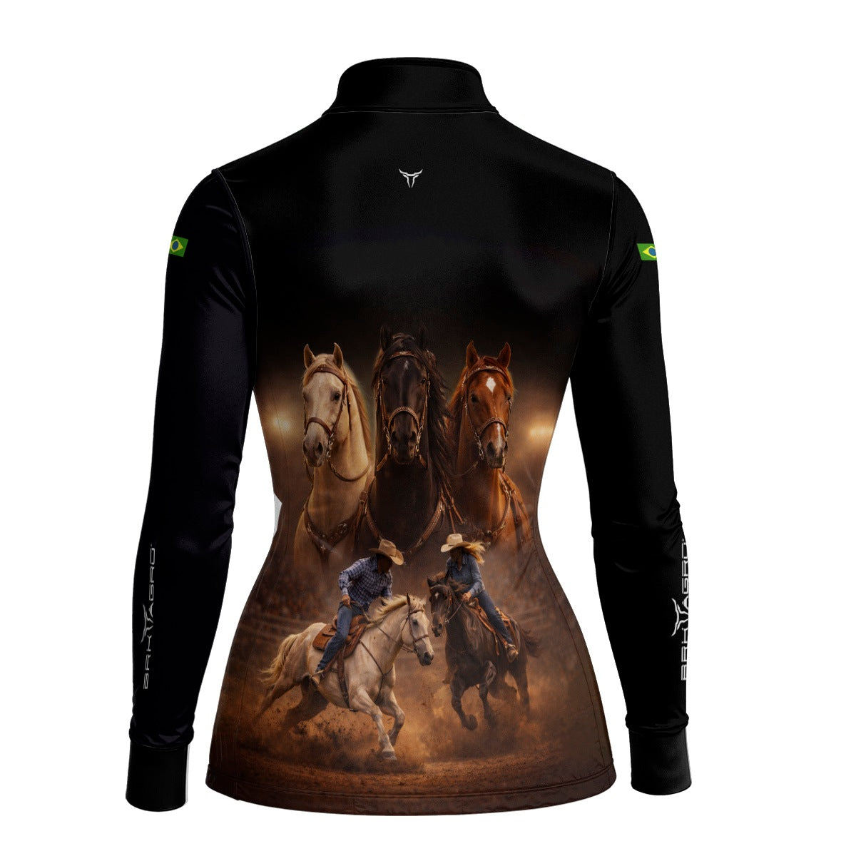 Camisa Agro Feminina BRK Tropa de Laço Preta com Proteção Solar UV50+