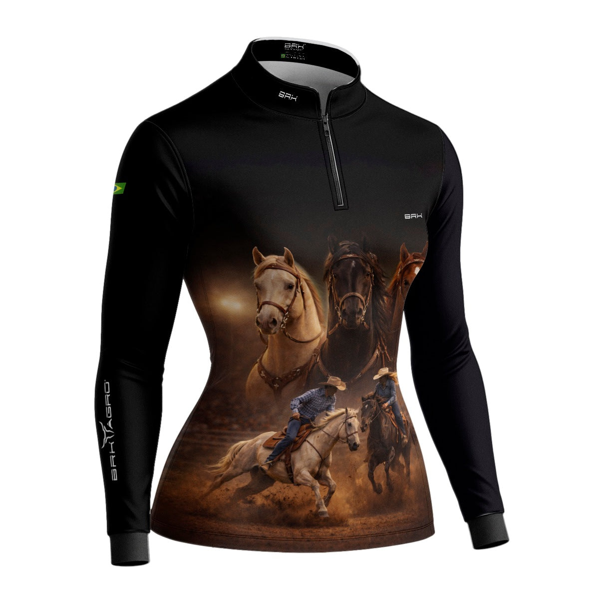 Camisa Agro Feminina BRK Tropa de Laço Preta com Proteção Solar UV50+