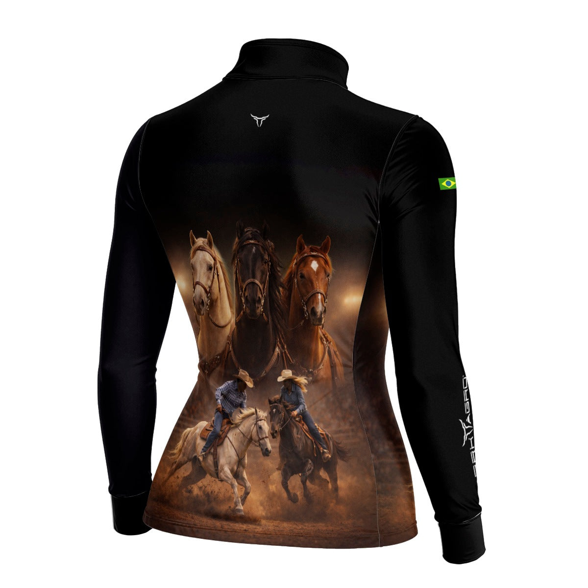 Camisa Agro Feminina BRK Tropa de Laço Preta com Proteção Solar UV50+
