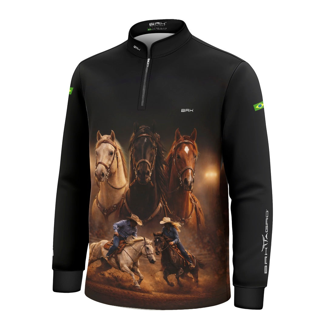 Camisa Agro Infantil BRK Tropa de Laço Preta com Proteção Solar UV50+
