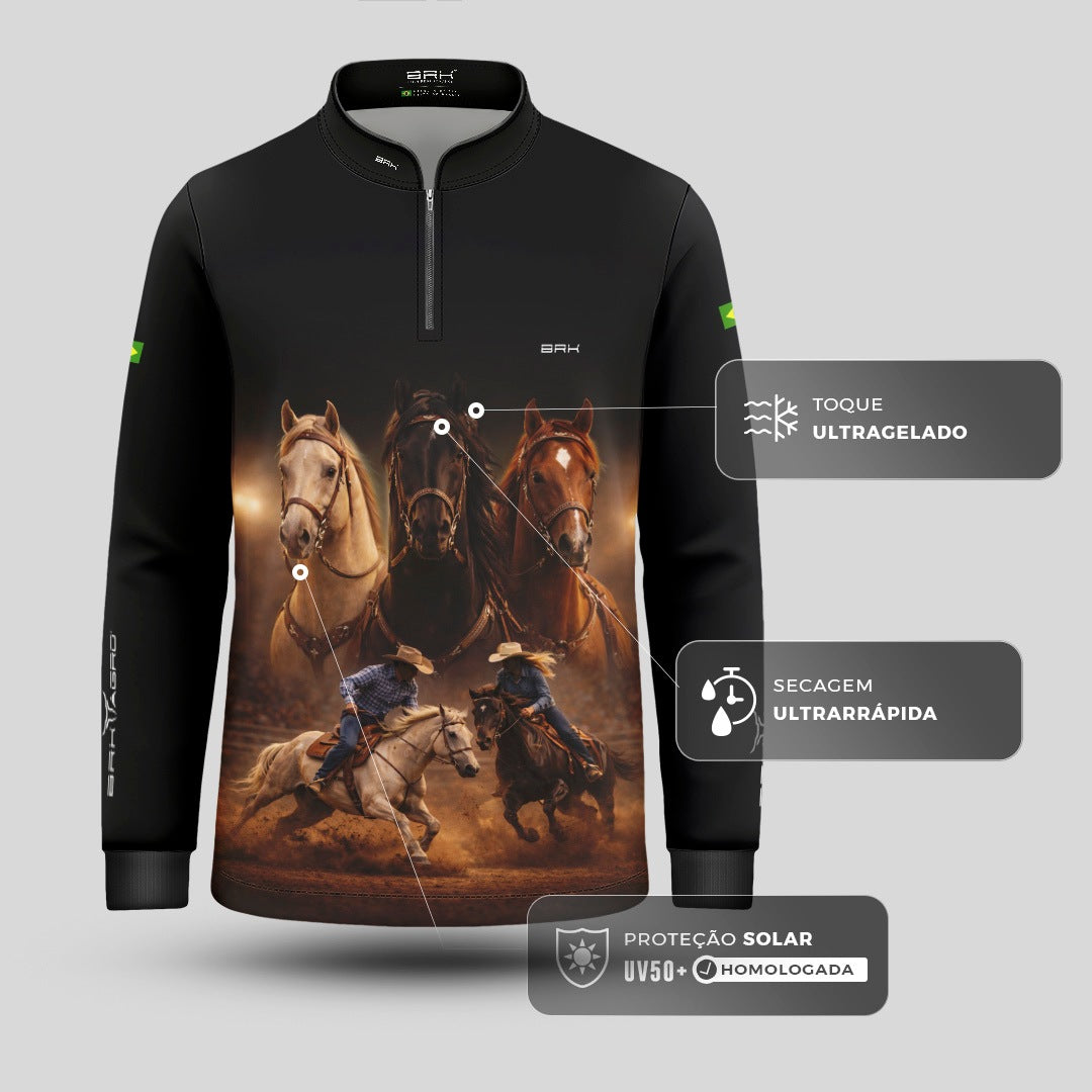 Camisa Agro Infantil BRK Tropa de Laço Preta com Proteção Solar UV50+