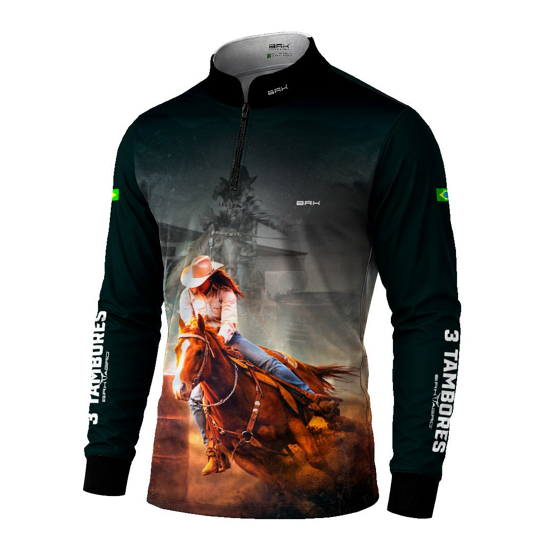 Camisa Agro BRK 3 Tambores Velocidade Máxima com Proteção UV50+ Preta