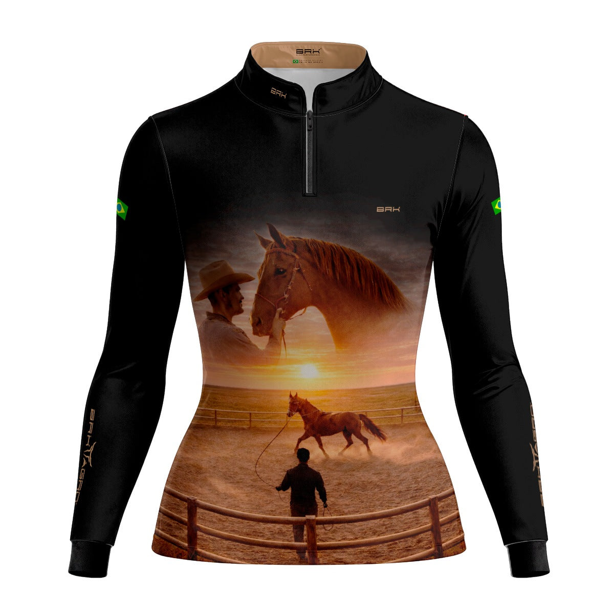 Camisa Agro Feminina BRK Laço e Tradição com Proteção Solar UV50+ Preta