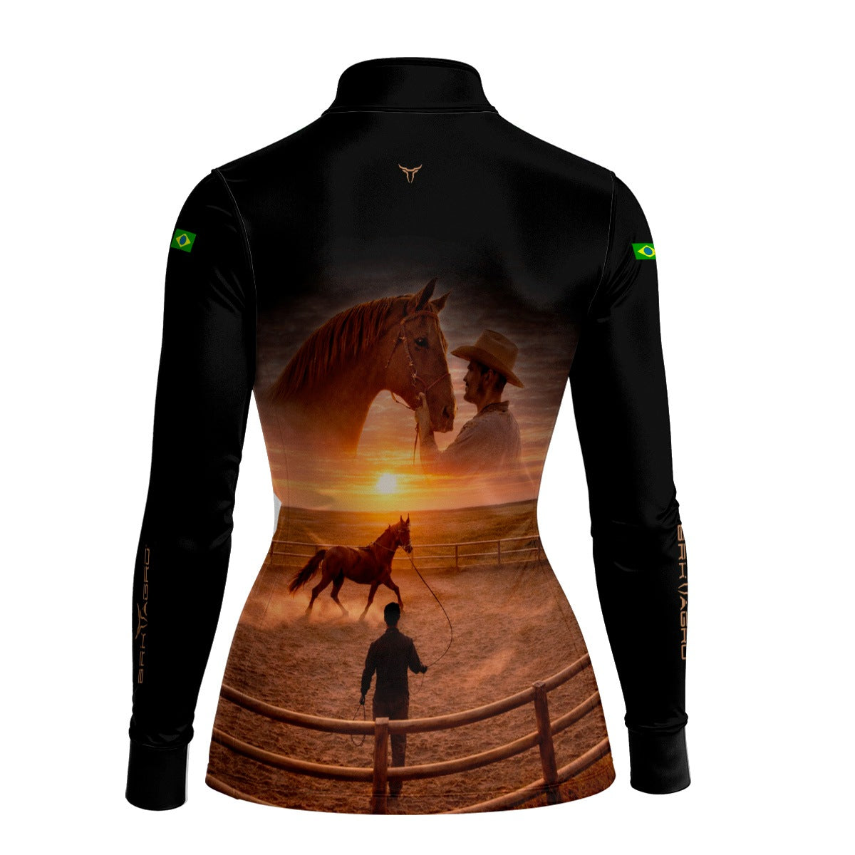 Camisa Agro Feminina BRK Laço e Tradição com Proteção Solar UV50+ Preta