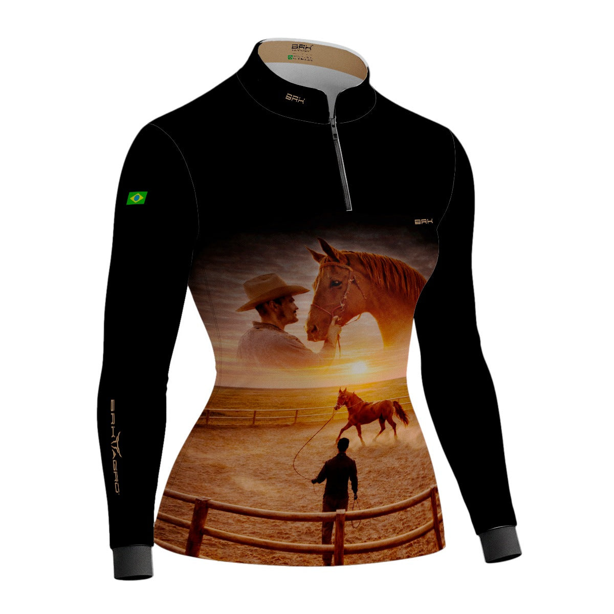 Camisa Agro Feminina BRK Laço e Tradição com Proteção Solar UV50+ Preta