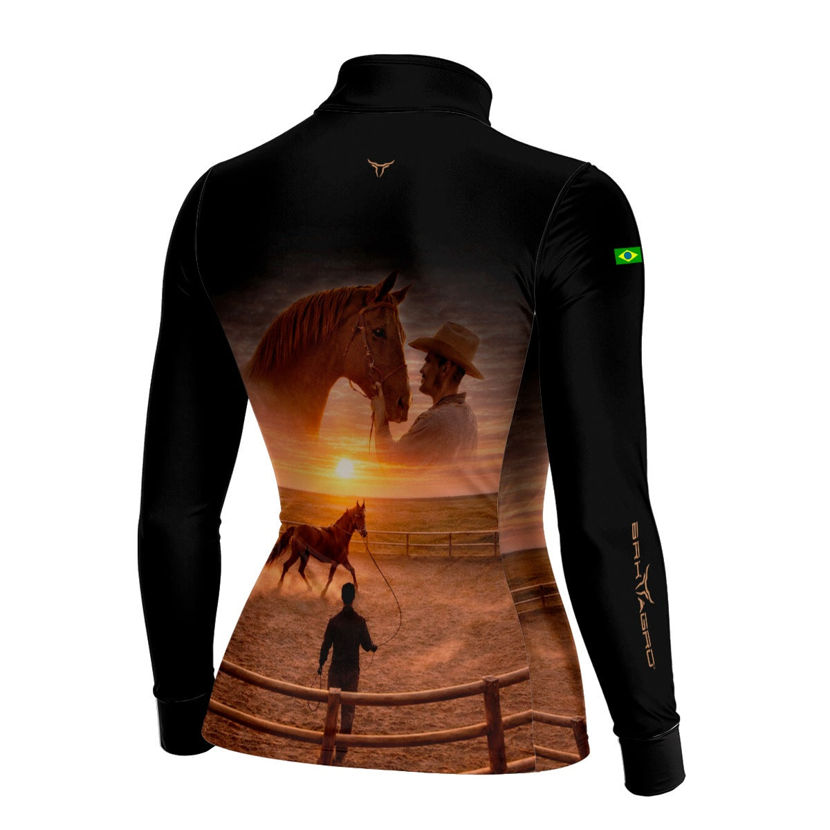 Camisa Agro Feminina BRK Laço e Tradição com Proteção Solar UV50+ Preta