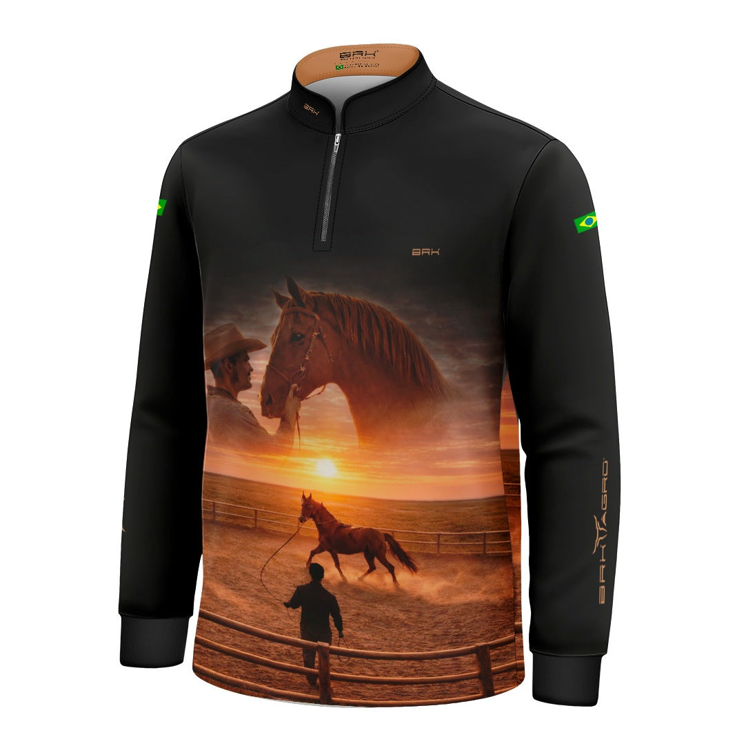 Camisa Agro infantil BRK Laço e Tradição com Proteção Solar UV50+ Preta