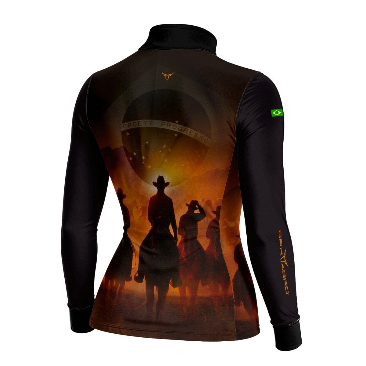 Camisa Agro Feminina BRK Cavalgada Patriota com Proteção Solar UV50+ Preta