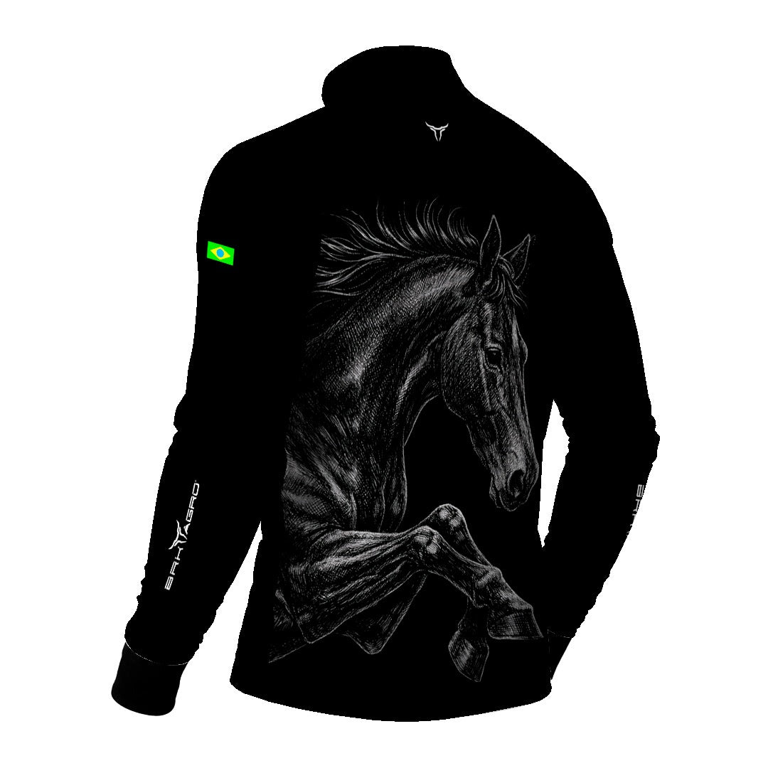 Camisa Agro BRK Cavalo Supremo Preto com Proteção Solar UV50+