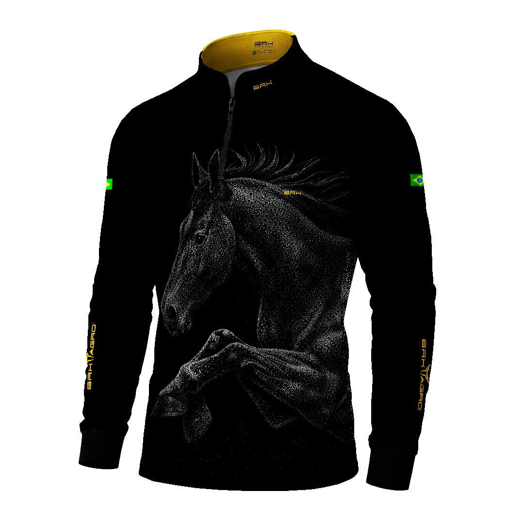 Camisa Agro BRK Cavalo Nobre Preto com Proteção Solar UV50+