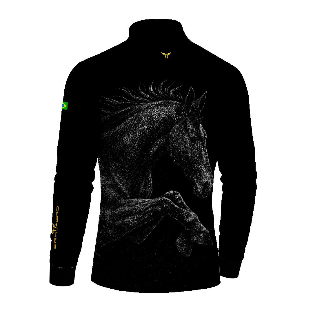 Camisa Agro BRK Cavalo Nobre Preto com Proteção Solar UV50+