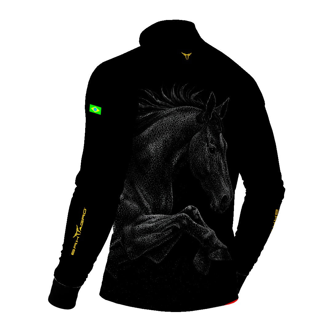 Camisa Agro BRK Cavalo Nobre Preto com Proteção Solar UV50+