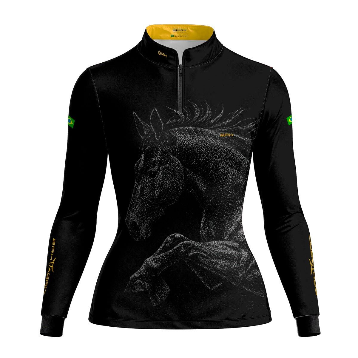 Camisa Agro Feminina BRK Cavalo Nobre Preto com Proteção Solar UV50+