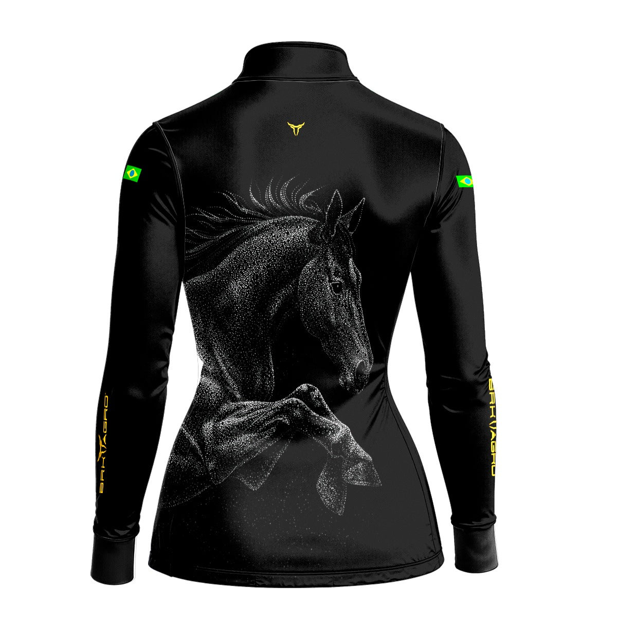 Camisa Agro Feminina BRK Cavalo Nobre Preto com Proteção Solar UV50+