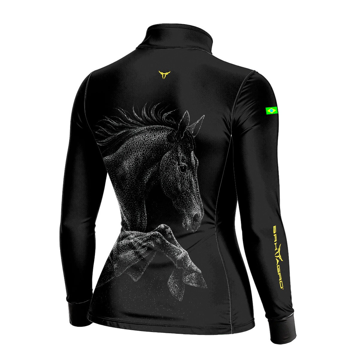 Camisa Agro Feminina BRK Cavalo Nobre Preto com Proteção Solar UV50+