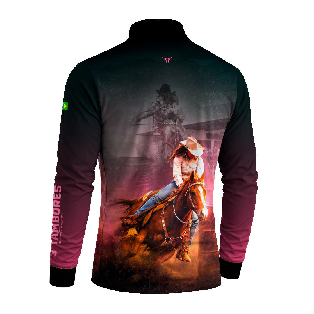 Camisa Agro BRK Rainha do Tambor Preta e Rosa com Proteção Solar UV50+