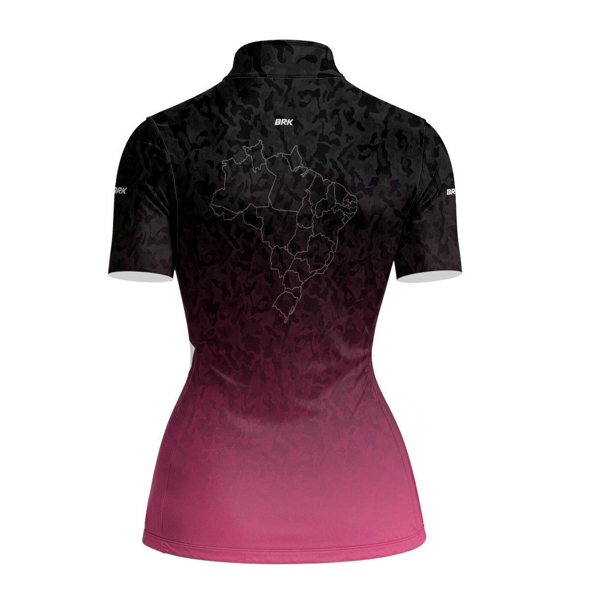 Camiseta Feminina Agro Brk Camuflado Preto e Rosa Bandeira do Brasil com Proteção Solar UV50+ - Brk Agro