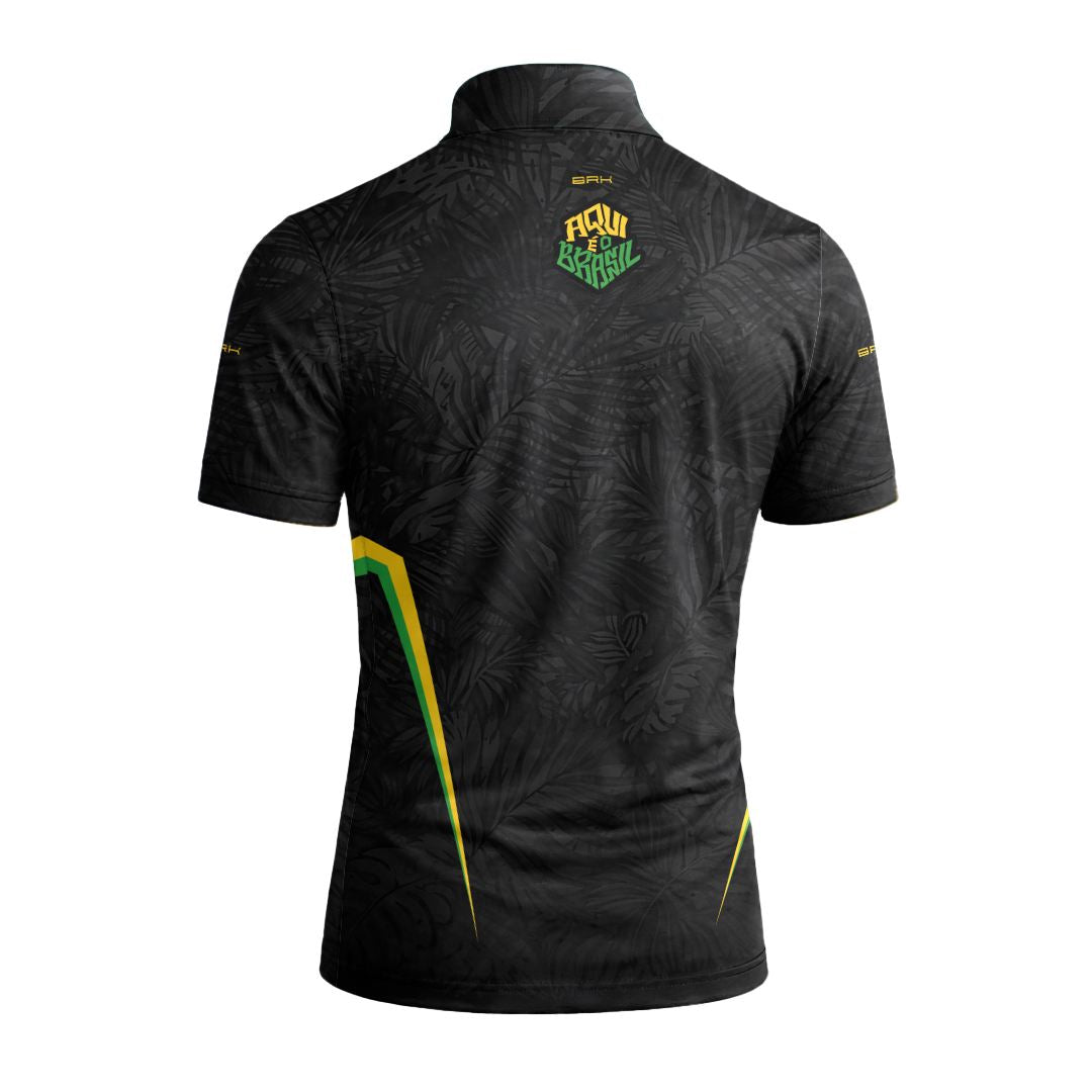 Camiseta Brk Aqui é o Brasil Folhagem Preta com Proteção Solar UV50+ - Brk Agro