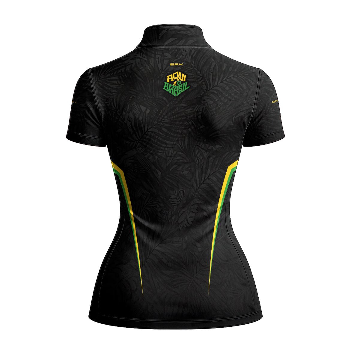Camiseta Brk Feminina Aqui é o Brasil Folhagem Preta com Proteção Solar UV50+ - Brk Agro