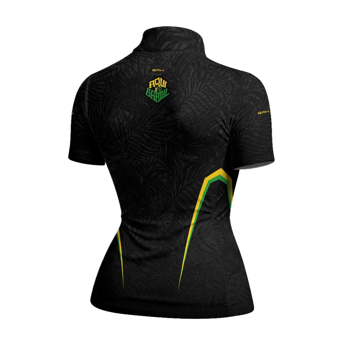Camiseta Brk Feminina Aqui é o Brasil Folhagem Preta com Proteção Solar UV50+ - Brk Agro