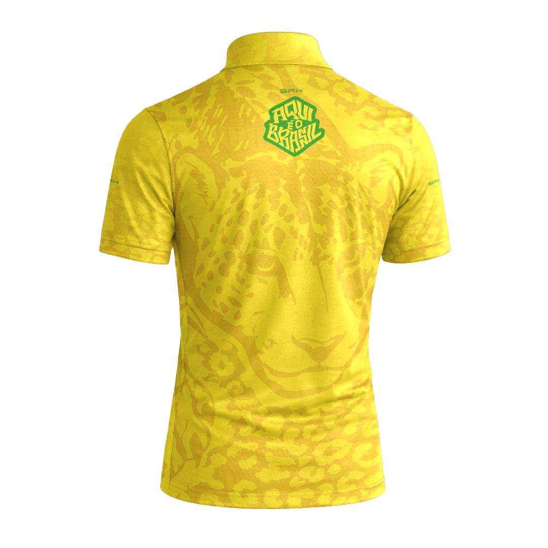 Camiseta Brk Aqui é o Brasil Onça Pintada Amarela com Proteção Solar UV50+ - Brk Agro