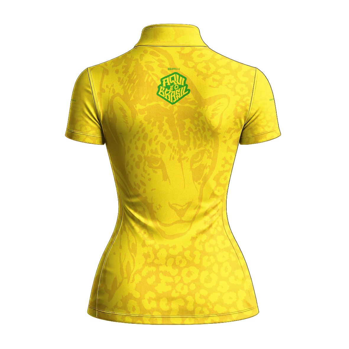 Camiseta Brk Feminina Aqui é o Brasil Onça Pintada Amarela com Proteção Solar UV50+ - Brk Agro