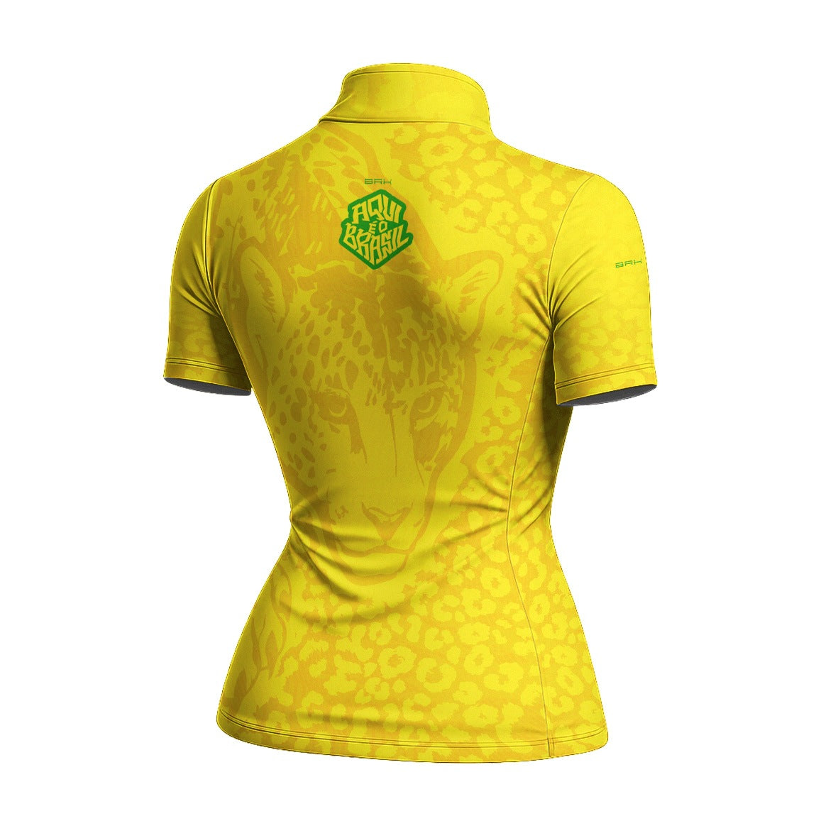 Camiseta Brk Feminina Aqui é o Brasil Onça Pintada Amarela com Proteção Solar UV50+ - Brk Agro