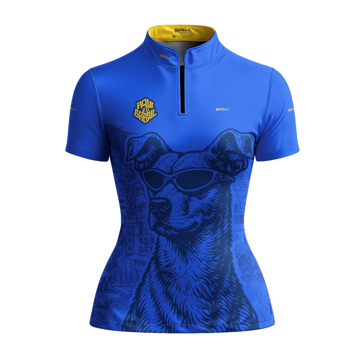 Camiseta Brk Feminina Aqui é o Brasil Caramelo de Óculos Azul com Proteção Solar UV50+ - Brk Agro