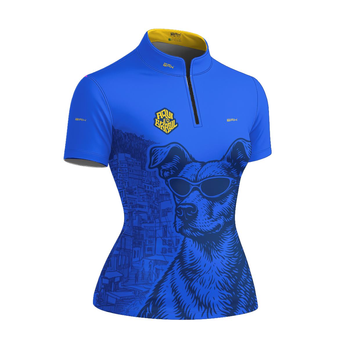 Camiseta Brk Feminina Aqui é o Brasil Caramelo de Óculos Azul com Proteção Solar UV50+ - Brk Agro
