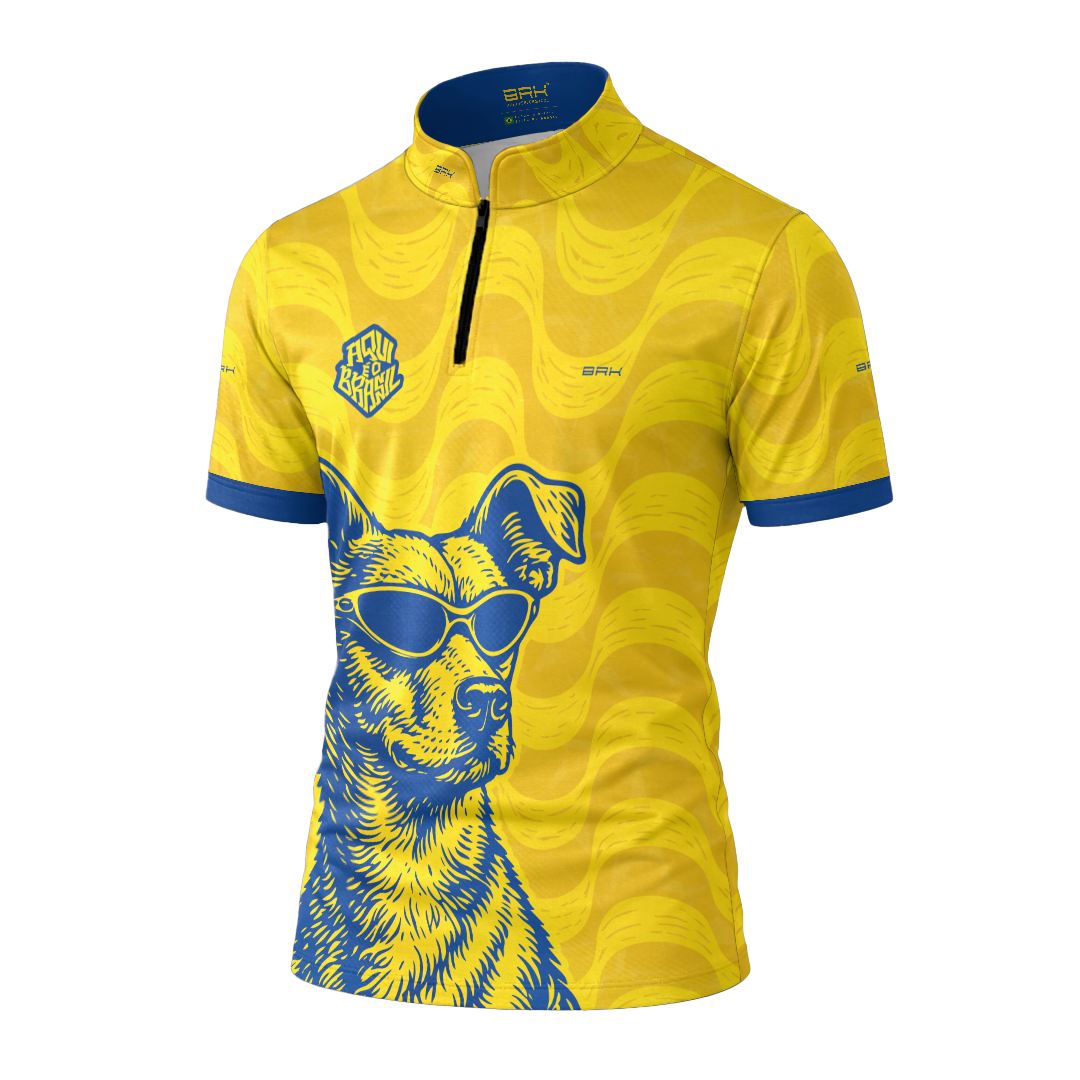 Camiseta Brk Aqui é o Brasil Caramelo de Óculos Amarela com Proteção Solar UV50+ - Brk Agro