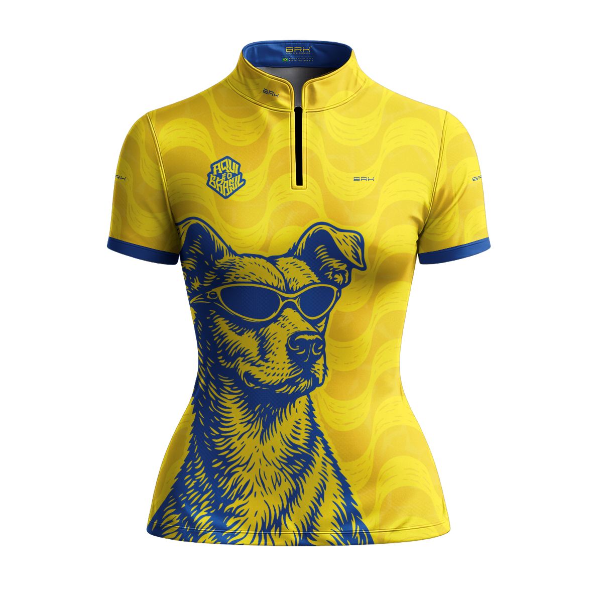 Camiseta Brk Feminina Aqui é o Brasil Caramelo de Óculos Amarela com Proteção Solar UV50+ - Brk Agro