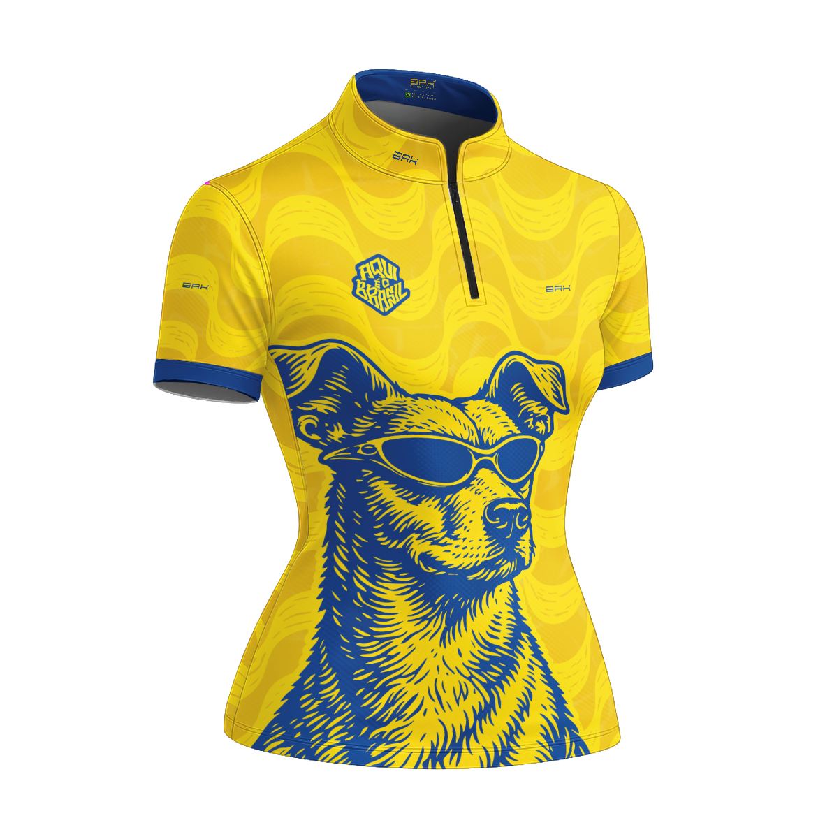 Camiseta Brk Feminina Aqui é o Brasil Caramelo de Óculos Amarela com Proteção Solar UV50+ - Brk Agro