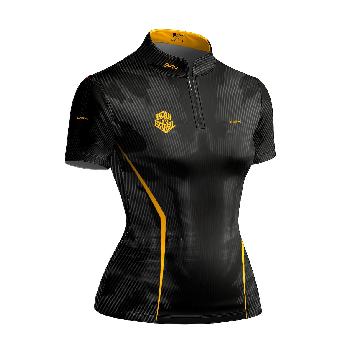 Camiseta Brk Feminina Aqui é o Brasil Cristo Redentor Preta com Proteção Solar UV50+ - Brk Agro