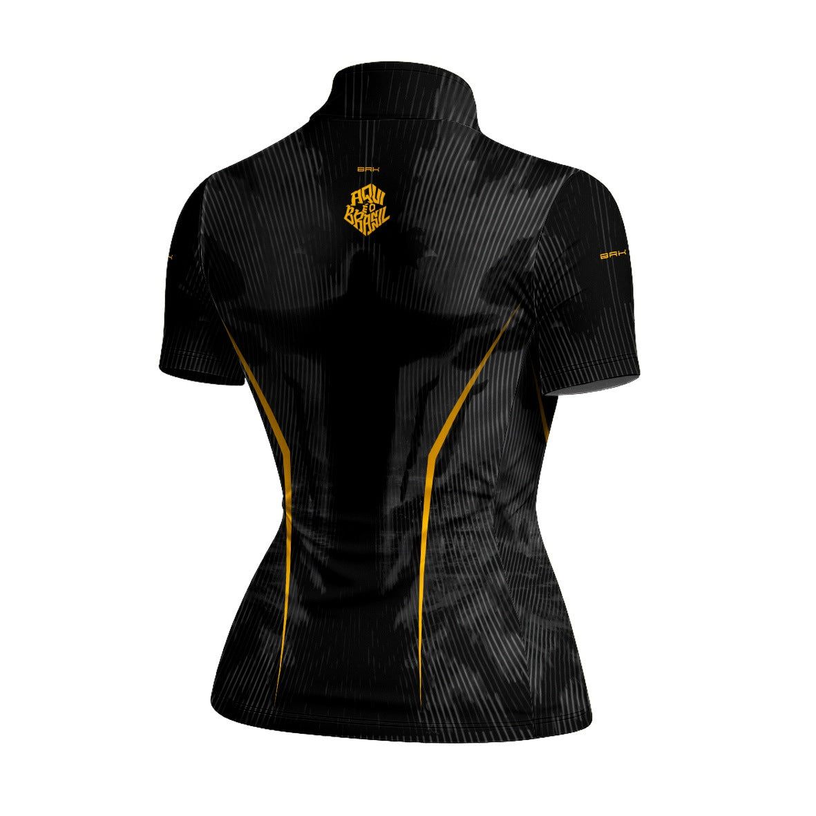 Camiseta Brk Feminina Aqui é o Brasil Cristo Redentor Preta com Proteção Solar UV50+ - Brk Agro