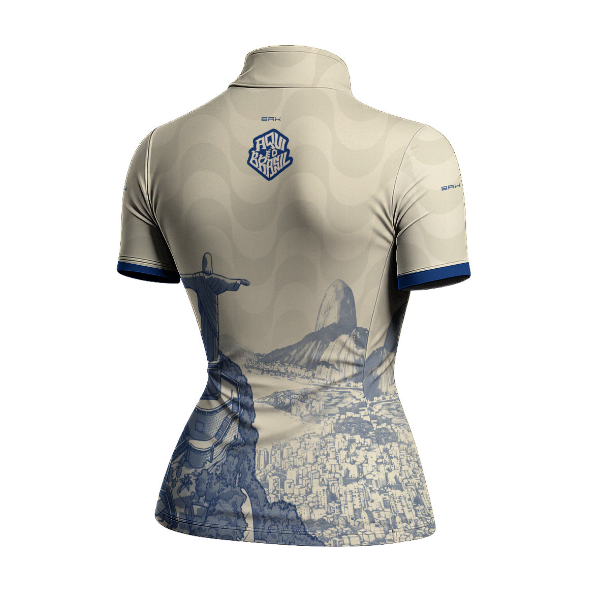 Camiseta Brk Feminina Aqui é o Brasil Cristo Redentor Paisagem Bege com Proteção Solar UV50+ - Brk Agro