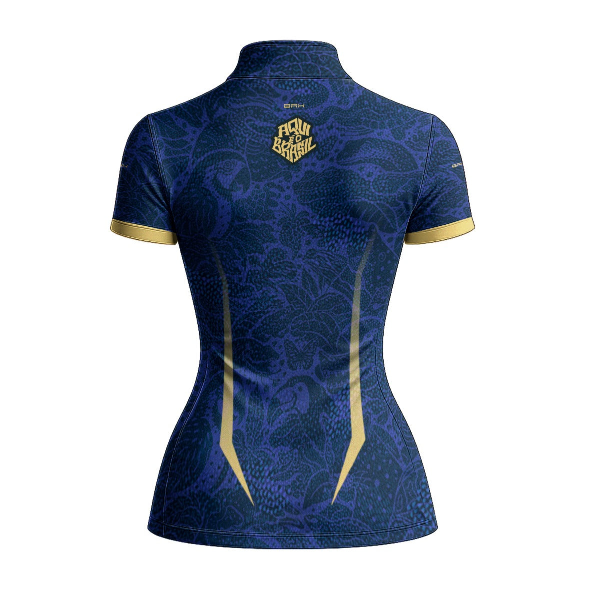 Camiseta Brk Feminina Aqui é o Brasil Folhagem Sutil Azul Royal com Proteção Solar UV50+ - Brk Agro