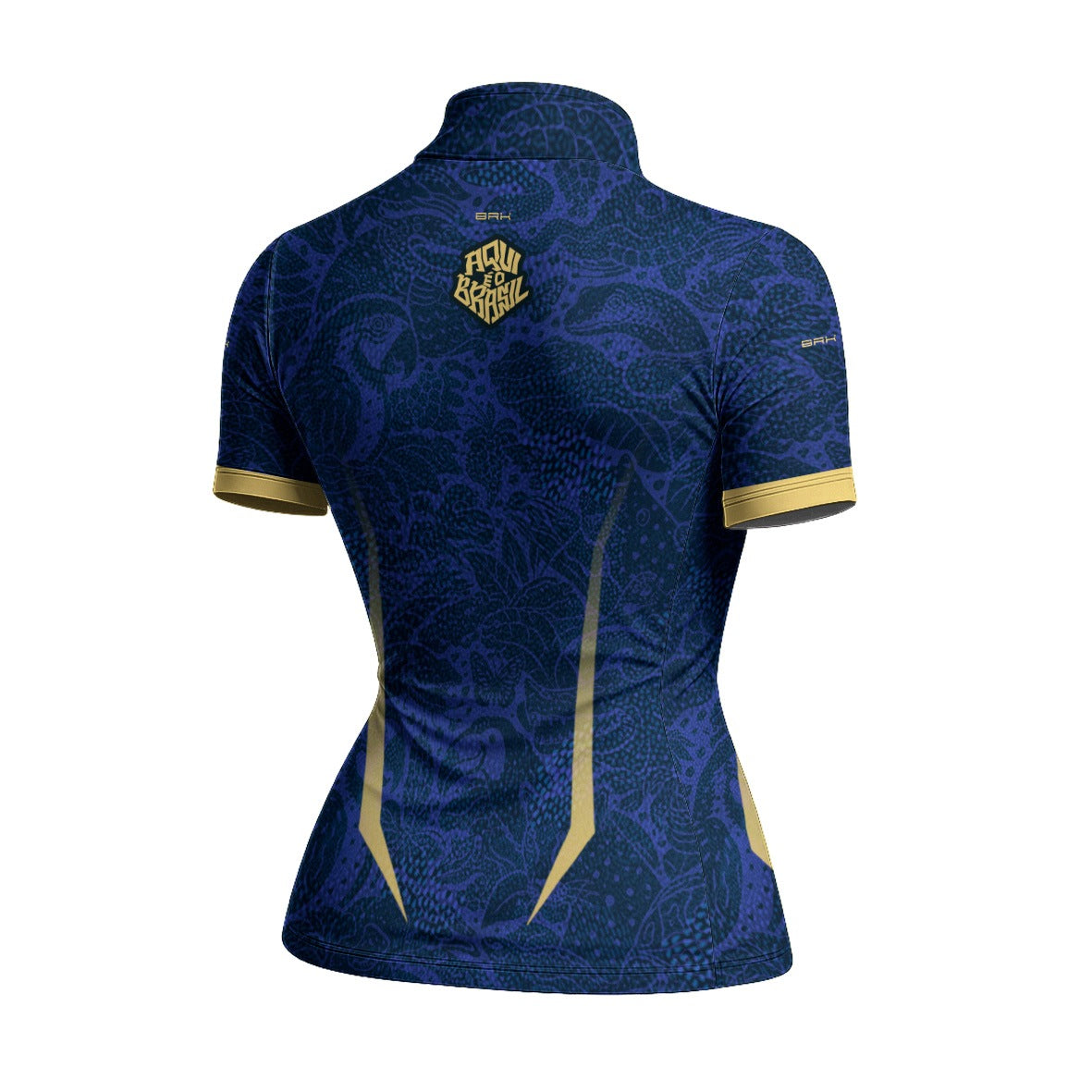 Camiseta Brk Feminina Aqui é o Brasil Folhagem Sutil Azul Royal com Proteção Solar UV50+ - Brk Agro