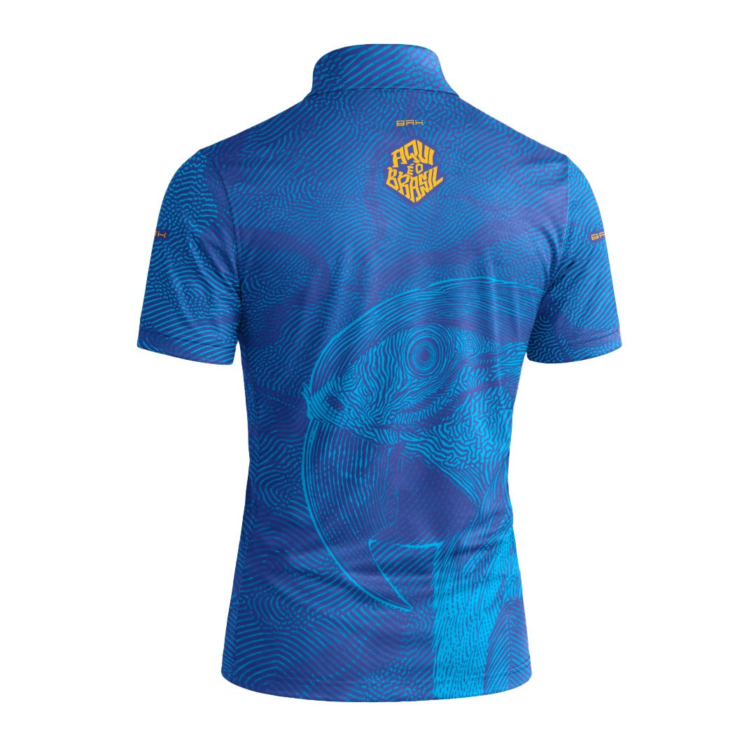 Camiseta Brk Aqui é o Brasil Arara Sombreada Azul Royal com Proteção Solar UV50+ - Brk Agro