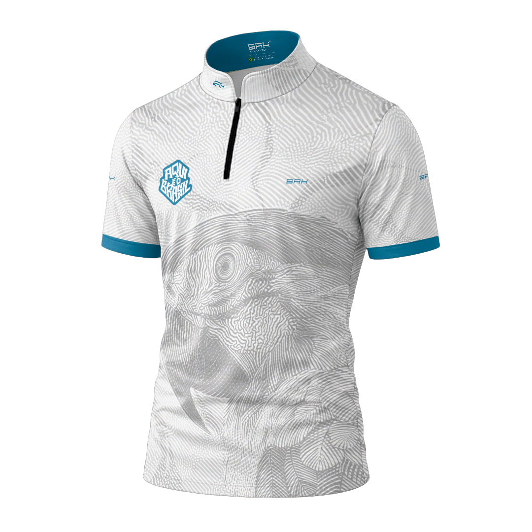 Camiseta Brk Aqui é o Brasil Arara Sombreada Branca com Proteção Solar UV50+ - Brk Agro