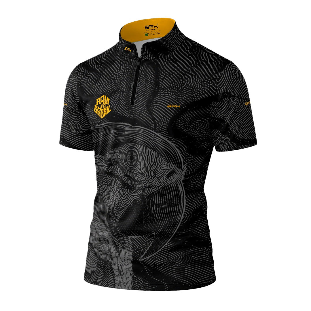 Camiseta Brk Aqui é o Brasil Arara Sombreada Preta com Proteção Solar UV50+ - Brk Agro