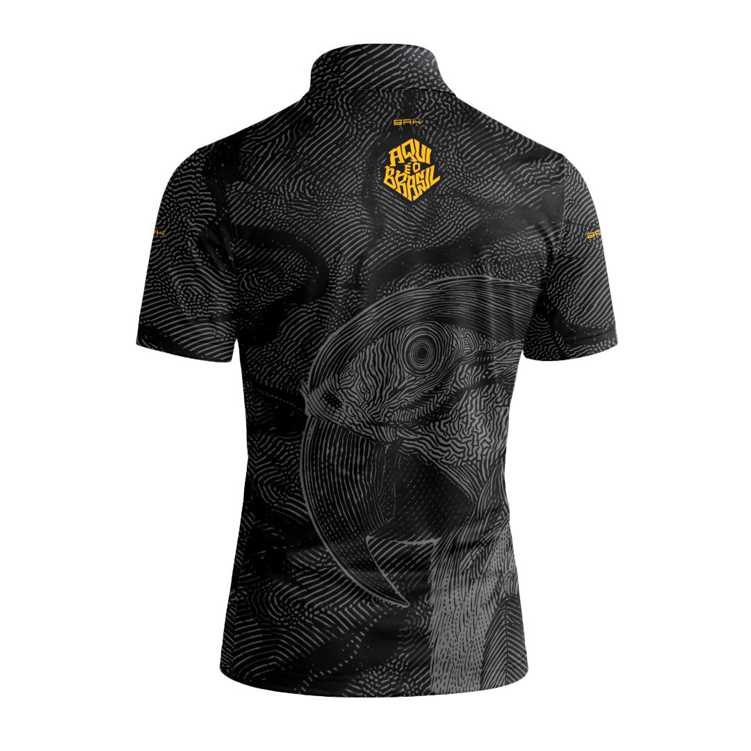 Camiseta Brk Aqui é o Brasil Arara Sombreada Preta com Proteção Solar UV50+ - Brk Agro
