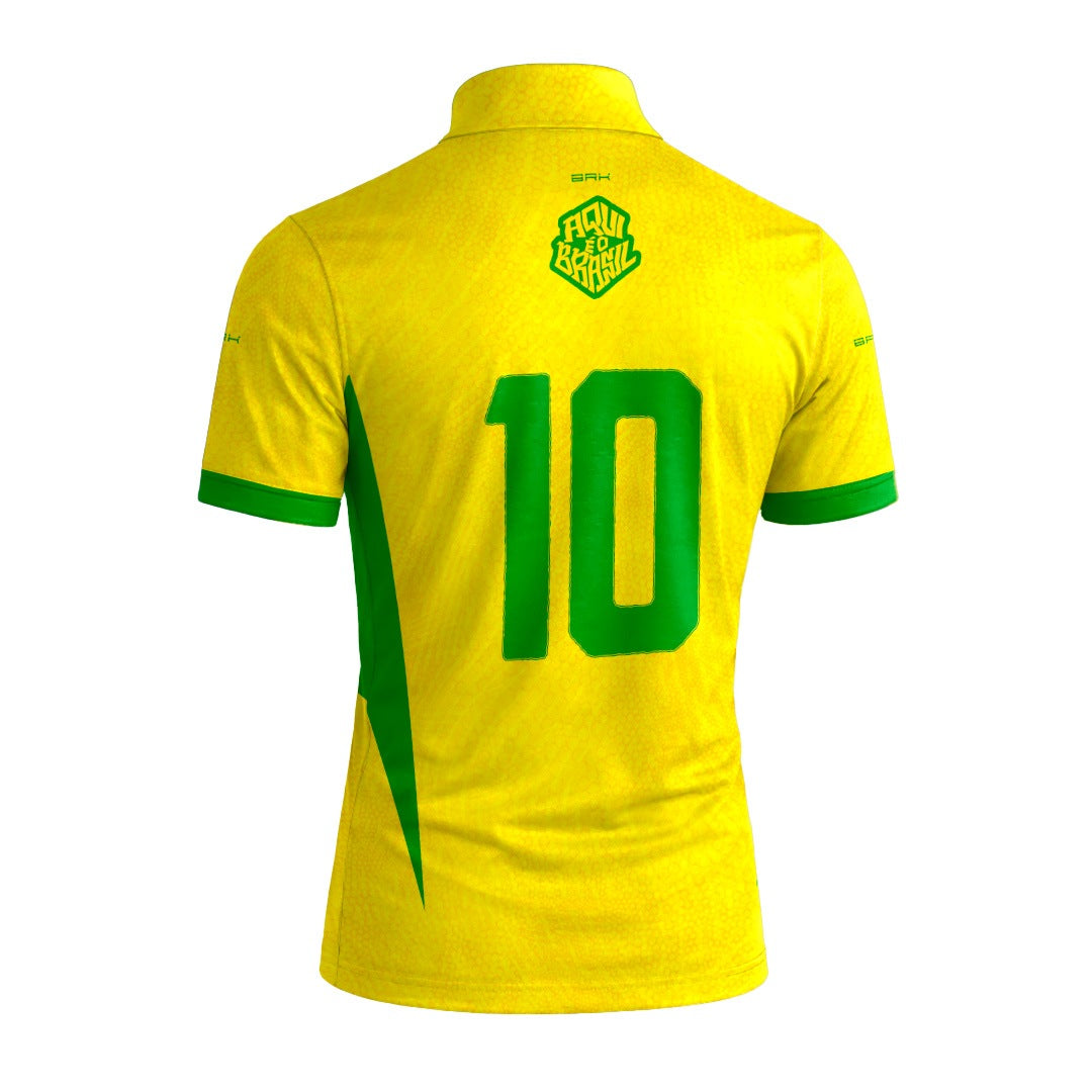 Camiseta Brk Aqui é o Brasil Clássica 10 Amarela com Proteção Solar UV50+ - Brk Agro