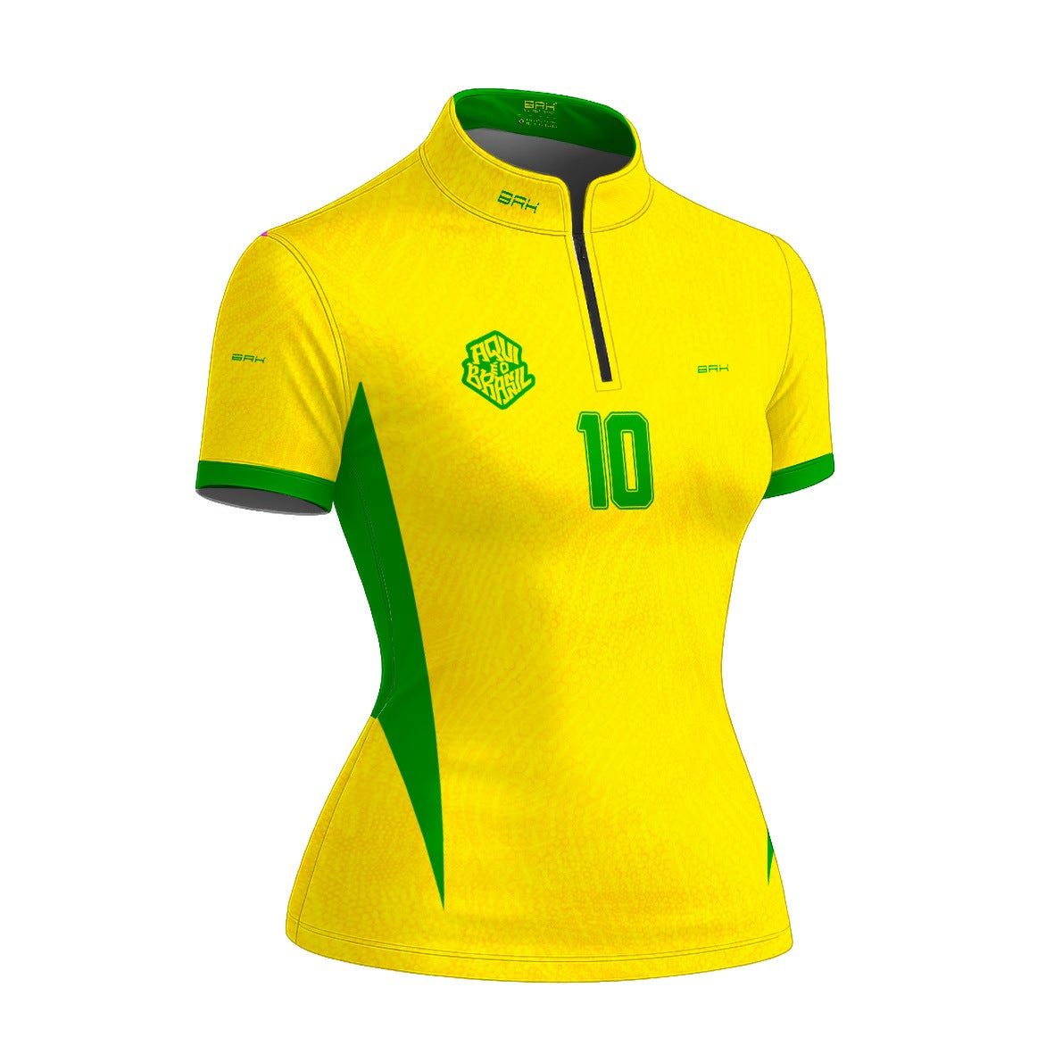 Camiseta Brk Feminina Aqui é o Brasil Clássica 10 Amarela com Proteção Solar UV50+ - Brk Agro