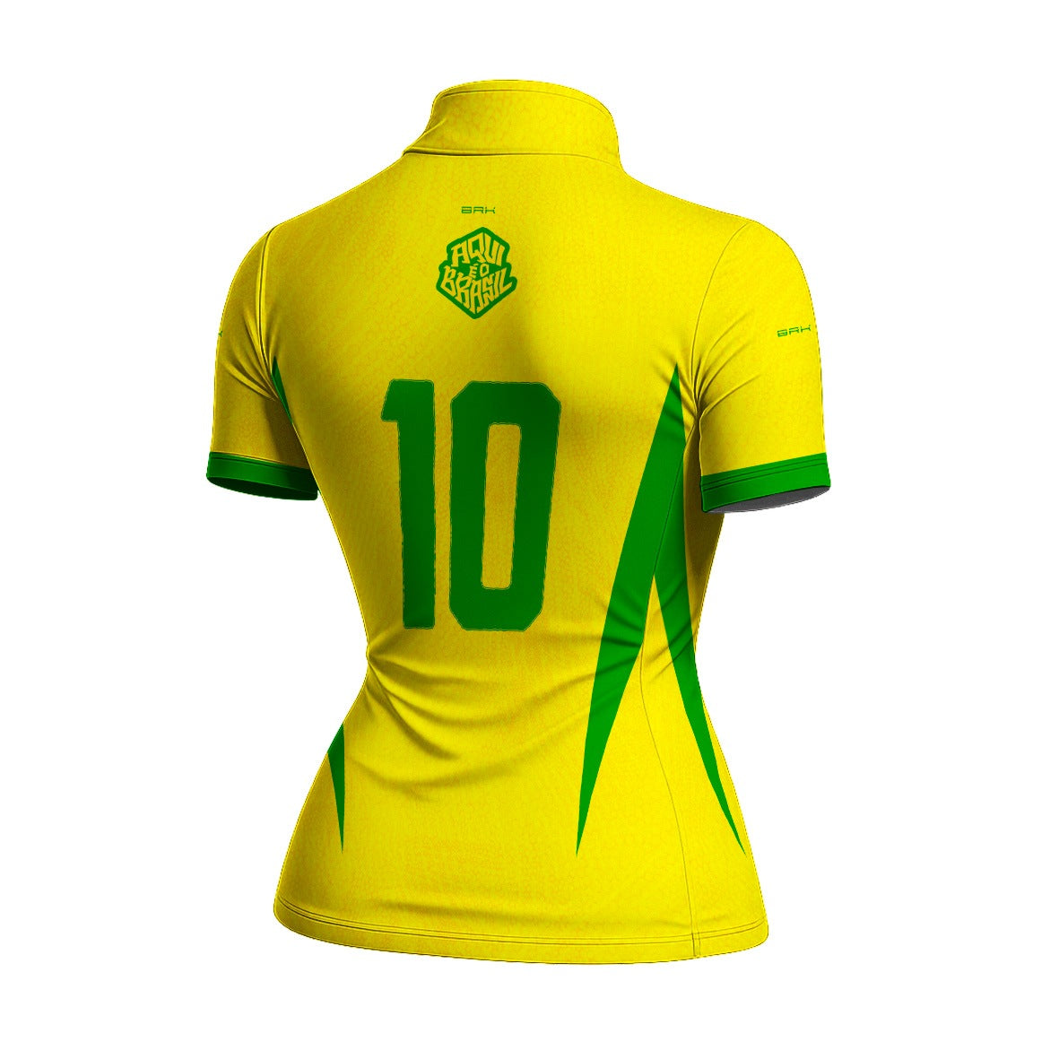 Camiseta Brk Feminina Aqui é o Brasil Clássica 10 Amarela com Proteção Solar UV50+ - Brk Agro
