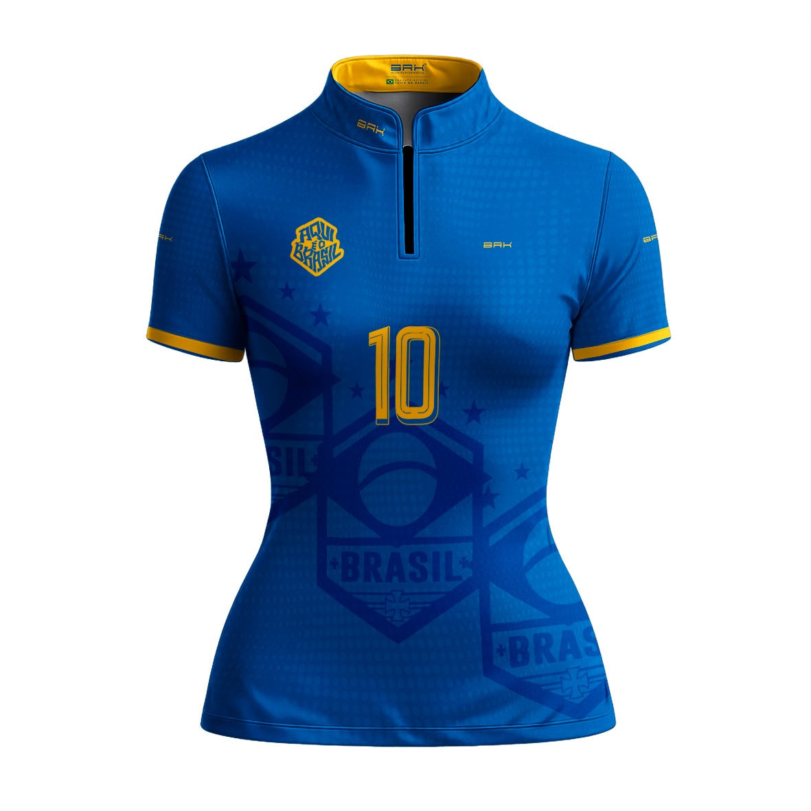 Camiseta Brk Feminina Aqui é o Brasil Escudo 10 Azul Royal com Proteção Solar UV50+ - Brk Agro